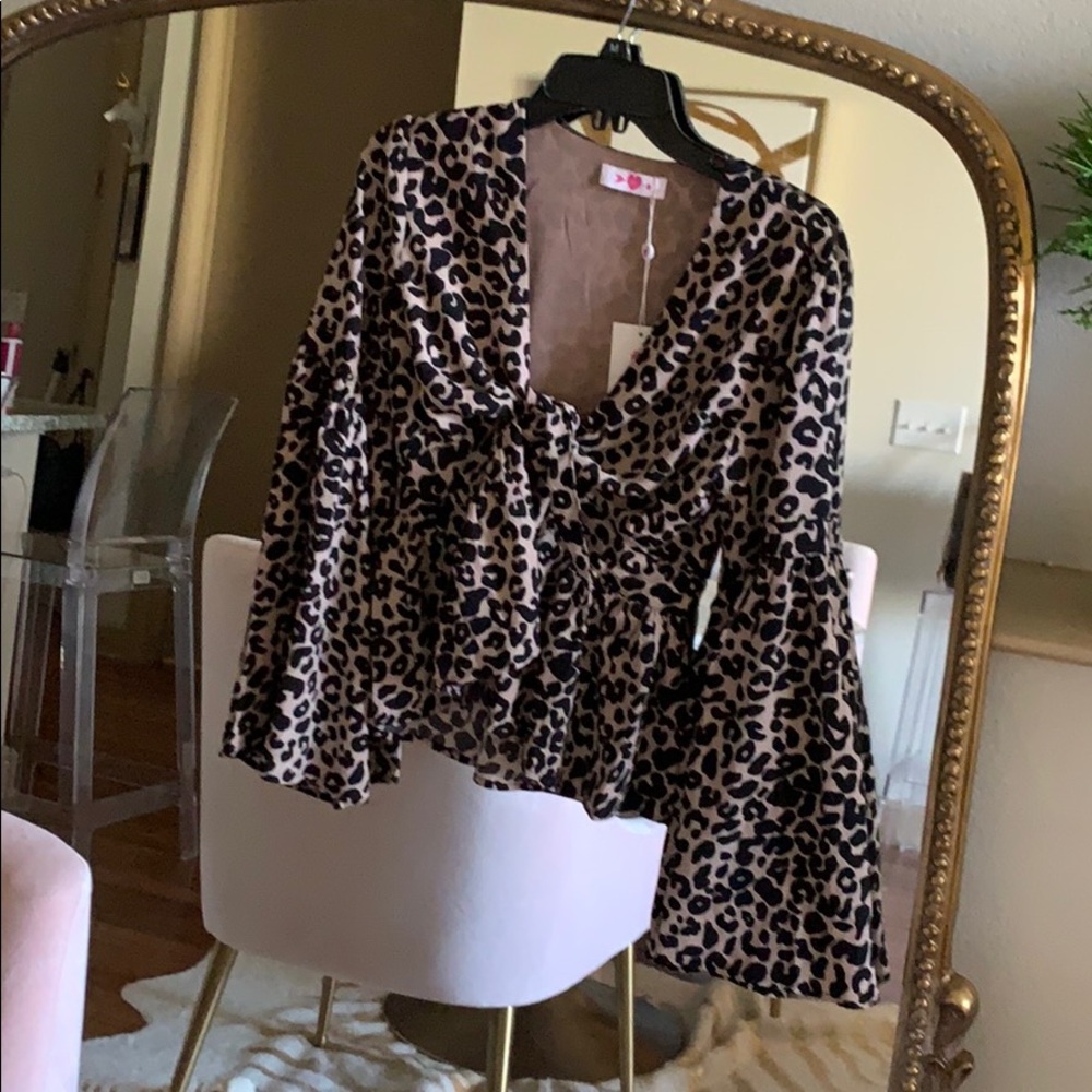 Leopard print tie top